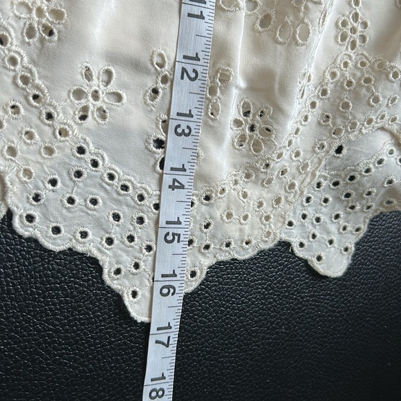 Ulla Johnson Mini Skirt Ivory Silk Embroidered Eyelet Scalloped Hem Sz 4 - Picture 8 of 9